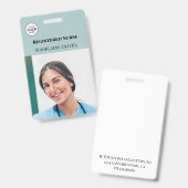 Nurse ID Foto Aquamarin Simple Logo Abzeichen Ausweis (Front & Back)