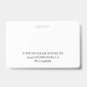 Nurse ID Foto Black Simple Logo Abzeichen Ausweis (Rückseite)