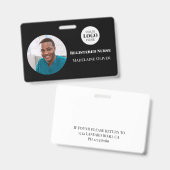 Nurse ID Foto Black Simple Logo Abzeichen Ausweis (Vorder- & Rückseite)