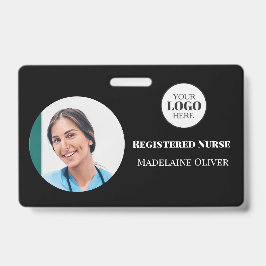 Nurse ID Foto Black Simple Logo Abzeichen Ausweis