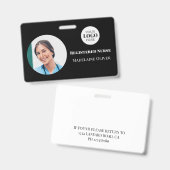 Nurse ID Foto Black Simple Logo Abzeichen Ausweis (Front & Back)