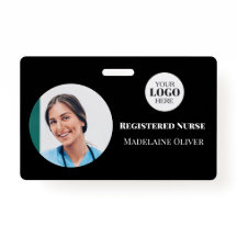 Nurse ID Foto Black Simple Logo Abzeichen