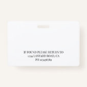 Nurse ID Foto Black Simple Logo Abzeichen Ausweis (Rückseite)