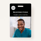 Nurse ID Foto Black Simple Logo Abzeichen Ausweis (Vorderseite)