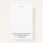 Nurse ID Foto Black Simple Logo Abzeichen Ausweis (Rückseite)