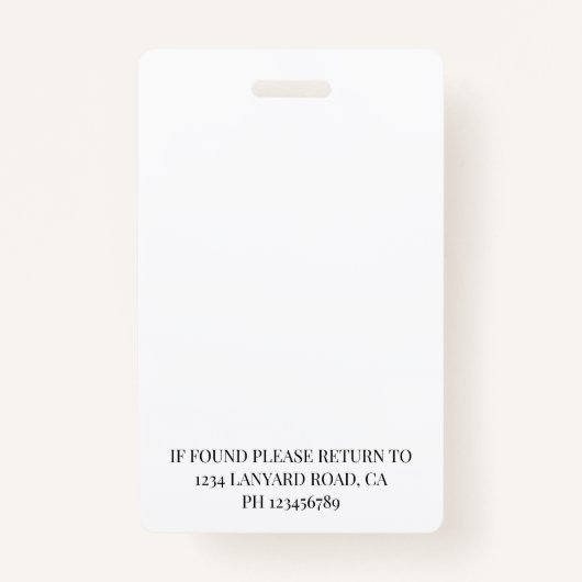 Nurse ID Foto Black Simple Logo Abzeichen Ausweis (Rückseite)