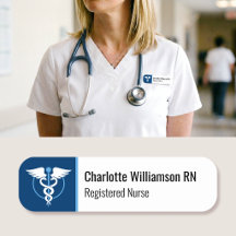 Nurse ID Name Magnetic Tag Logo Employee Blue