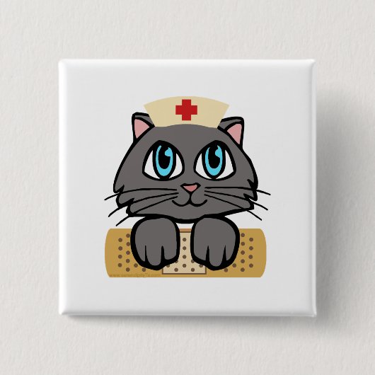 Nurse Kitten (blaue Augen) Button (Vorderseite)