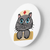 Nurse Kitten (Blaue Augen) Große Wanduhr (Winkel)
