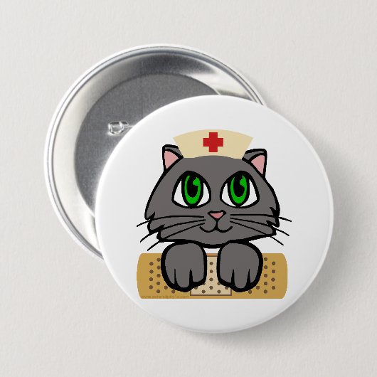 Nurse Kitten (grüne Augen) Button (Vorne & Hinten)