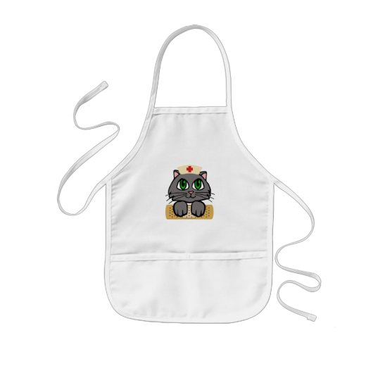 Nurse Kitten (grüne Augen) Kinderschürze (Vorne)