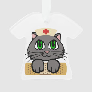 Nurse Kitten (grüne Augen) Ornament