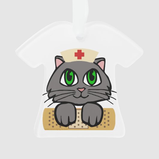 Nurse Kitten (grüne Augen) Ornament (Vorderseite)