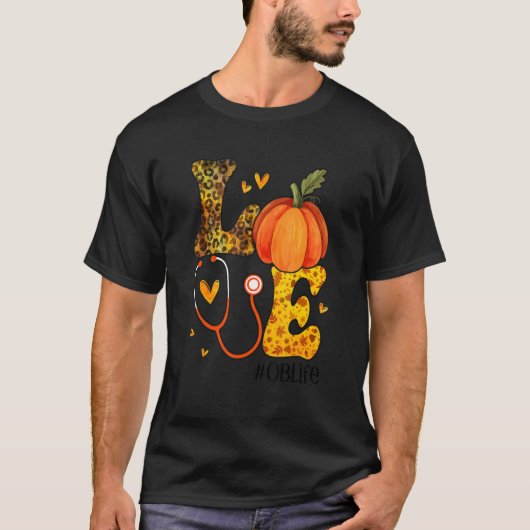 Nurse Leopard Pumpkin Erntedank Liebe OB Nurse L T-Shirt (Vorderseite)