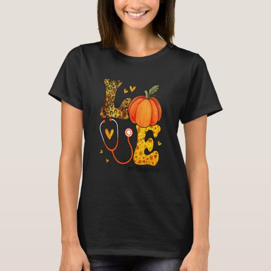 Nurse Leopard Pumpkin Thanksgiving Love Certified  T-Shirt (Vorderseite)