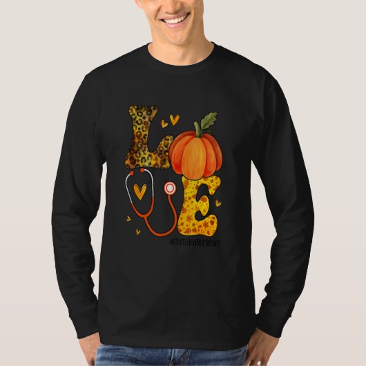 Nurse Leopard Pumpkin Thanksgiving Love Certified  T-Shirt (Vorderseite)