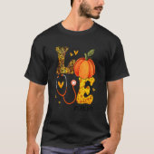 Nurse Leopard Pumpkin Thanksgiving Love OB Nurse L T-Shirt (Vorderseite)