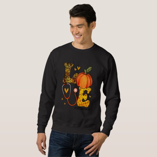 Nurse Leopard Pumpkin Thanksgiving Love Practical  Sweatshirt (Vorne ganz)