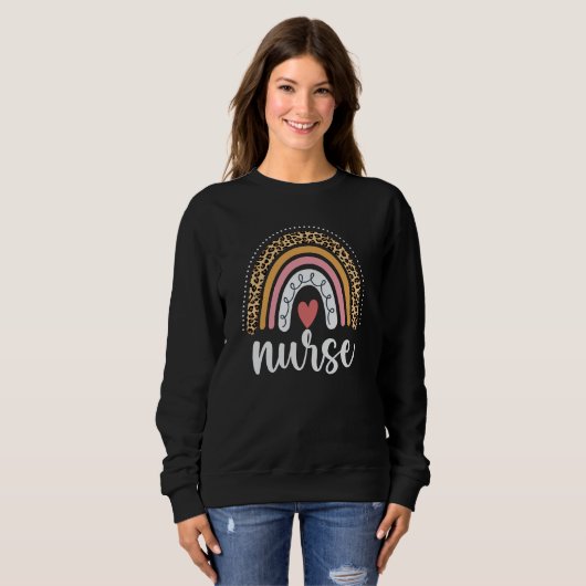 Nurse Leopard Rainbow Funny Nurse Sweatshirt (Vorne ganz)