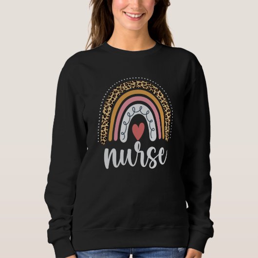 Nurse Leopard Rainbow Funny Nurse Sweatshirt (Vorderseite)