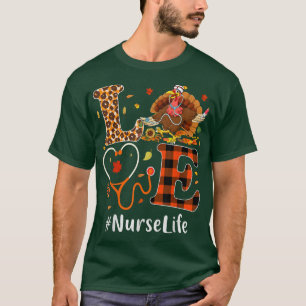 Nurse Liebe Erntedank Leopard Stethoscope Funny T-Shirt