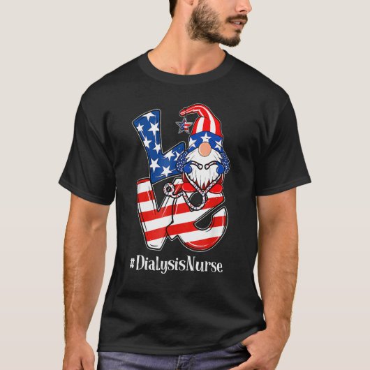 Nurse Liebe Gnome Dialysis Usa Flag Patriotic 4. O T-Shirt (Vorderseite)