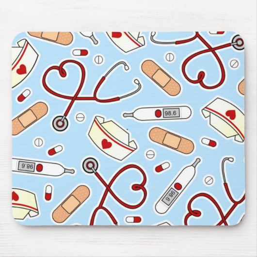 Nurse Liebe Print Blue Mousepad (Vorne)