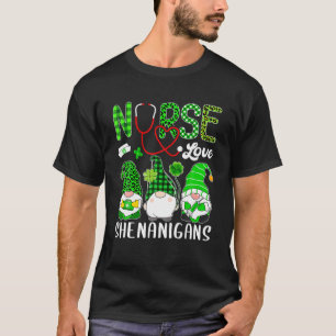 Nurse Liebe Shenanigans Funny Gnomes St Patricks D T-Shirt