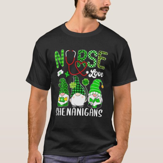 Nurse Liebe Shenanigans Funny Gnomes St Patricks D T-Shirt (Vorderseite)