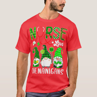 Nurse Liebe Shenanigans Funny Gnomes St Patricks D T-Shirt
