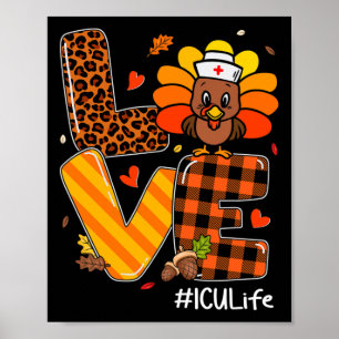 Nurse Life Fall Icu Nurse Türkei Erntedank Day Poster