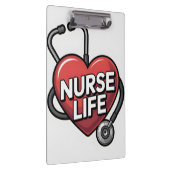 "Nurse Life" Grafikdesign mit Herz Klemmbrett (Rechts)
