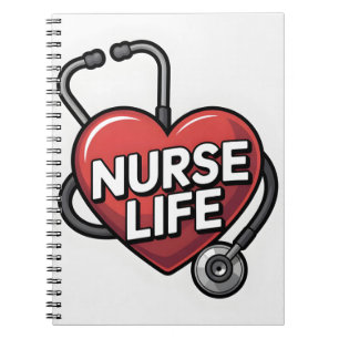 "Nurse Life" Grafikdesign mit Herz Notizblock