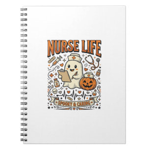 Nurse Life Halloween-Geist-Kürbis-Vintage-Shirt D Notizblock