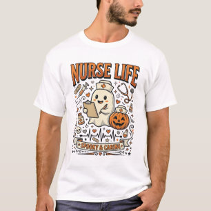 Nurse Life Halloween-Geist-Kürbis-Vintage-Shirt D T-Shirt
