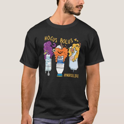 Nurse Life Hocus Bolus Happy Halloween Kostüm Nur T-Shirt (Vorderseite)