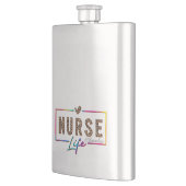 "Nurse Life" in eleganten Regenbogenfarben Flachmann (Links)