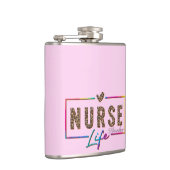 "Nurse Life" in eleganten Regenbogenfarben Flachmann (Rechts)
