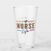 "Nurse Life" in eleganten Regenbogenfarben Glas (Vorderseite)