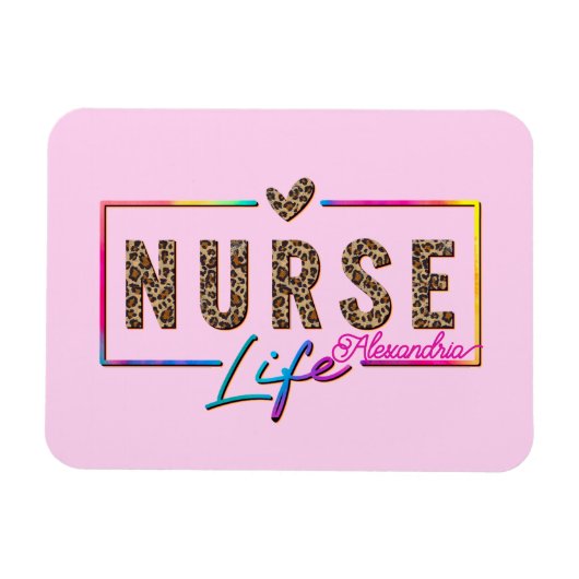 "Nurse Life" in eleganten Regenbogenfarben Magnet (Horizontal)