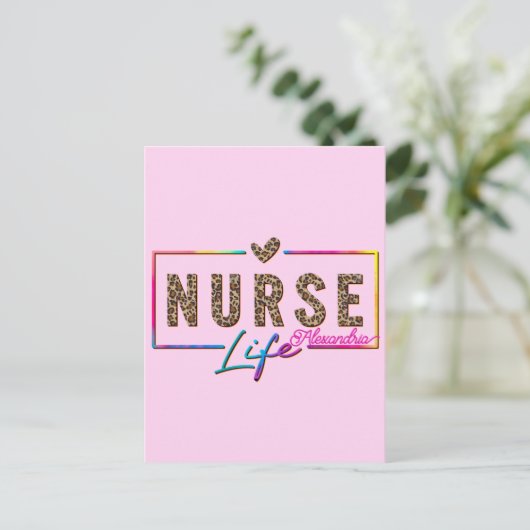 "Nurse Life" in eleganten Regenbogenfarben Postkarte (Stehend Vorderseite)