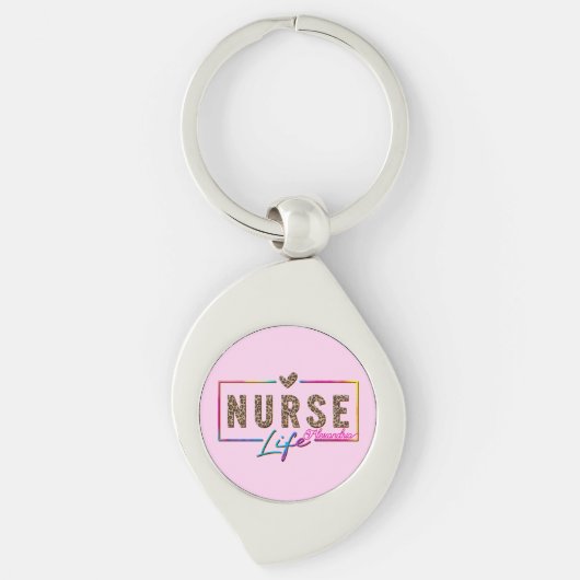 "Nurse Life" in eleganten Regenbogenfarben Schlüsselanhänger (Vorderseite)