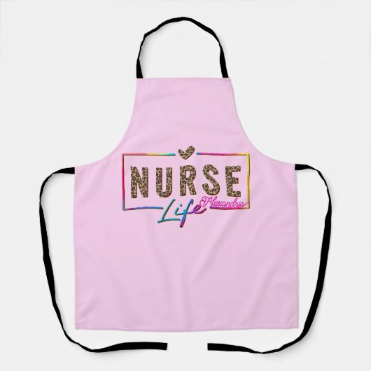 "Nurse Life" in eleganten Regenbogenfarben Schürze (Vorderseite)