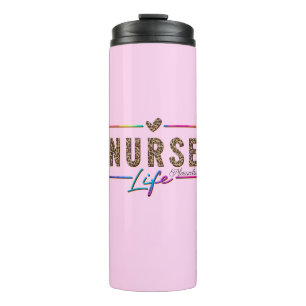 "Nurse Life" in eleganten Regenbogenfarben Thermosbecher