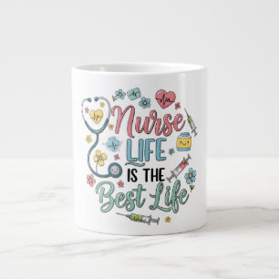 Nurse Life ist das beste Leben Süße Pastell-Blumen Jumbo-Tasse