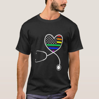 Nurse Life LGBT Stolzmonat Lustiges Stethoskop Reg T-Shirt