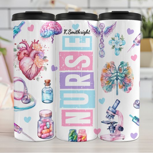 Nurse Life Medical Organ Collage Thermosbecher