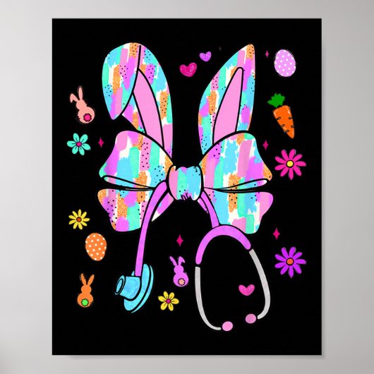 Nurse Life Stethoscope Coquette Bow Niedlich Oster Poster (Vorne)