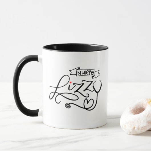 Nurse Lizzy, handschriftlich Tasse (Mit Donut)