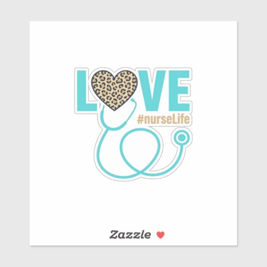 Nurse Love Leopard Stethoscope Vector Design_1 Aufkleber (Blatt)